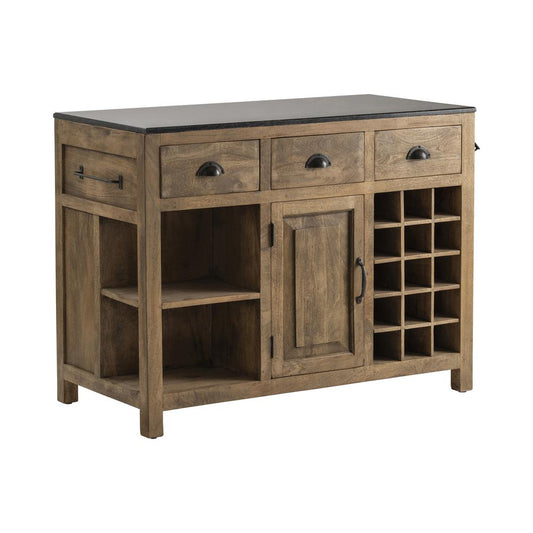 Bengal Manor Mango Wood and Granite Kitchen Island