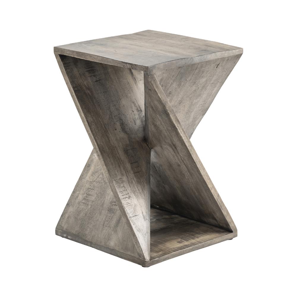 Crestview Collection Bengal Manor Mango Wood Grey Twist Square End Table