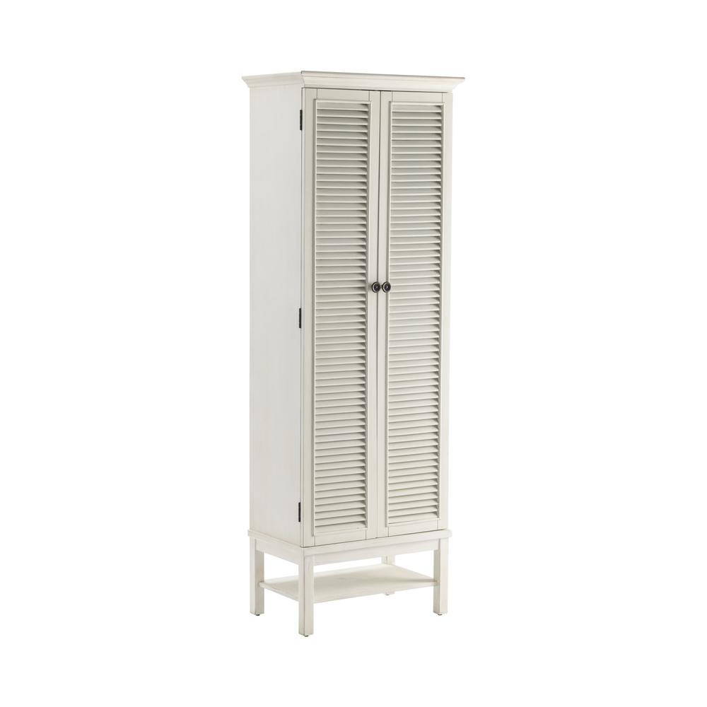 Crestview Collection Magnolia Louvered 2 Door Tall White Storage Cabinet