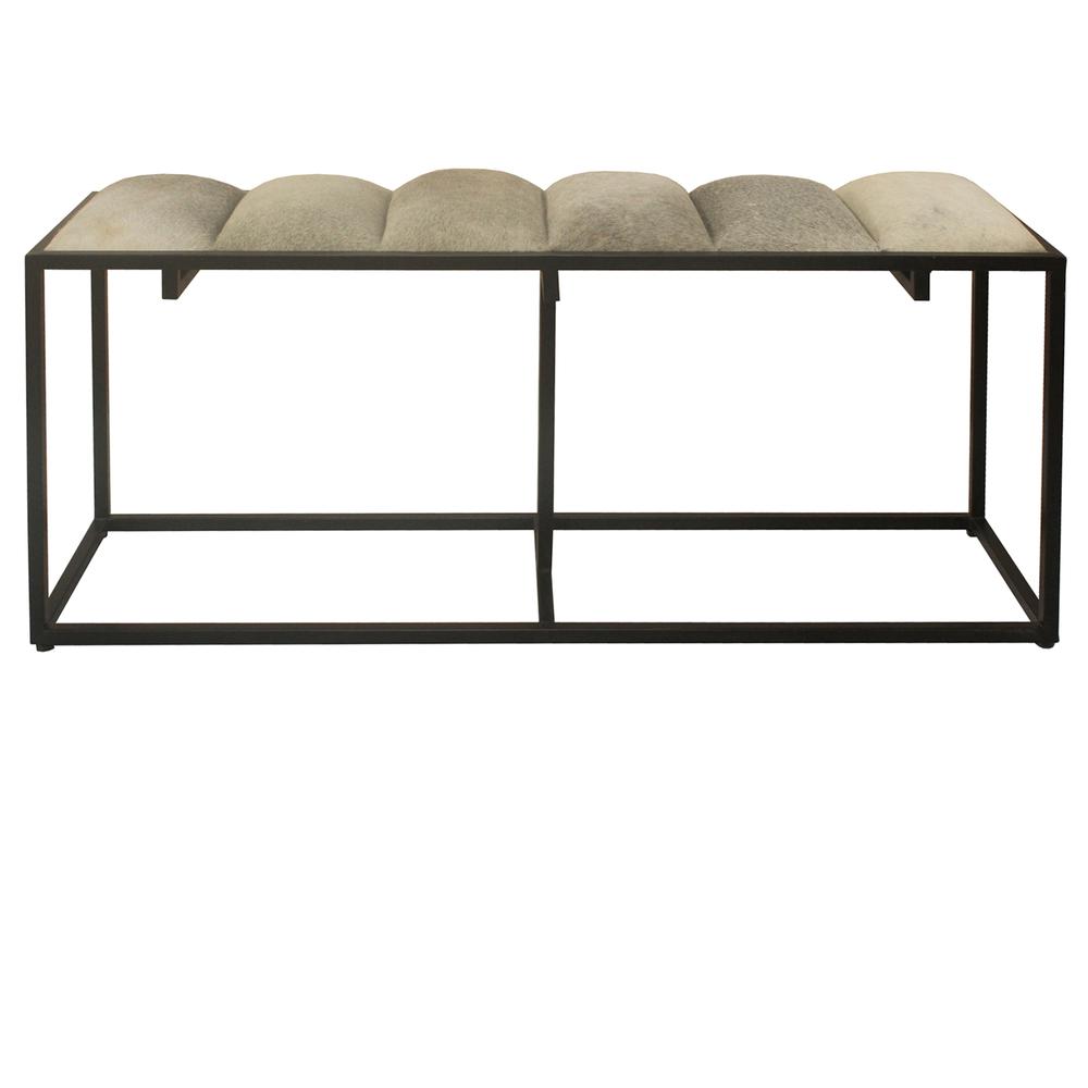 Crestview Collection Hampton Black Metal and Cowhide Bench Metal Black