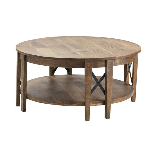 Crestview Collection 18" Black Metal Cross Round Cocktail Table Furniture