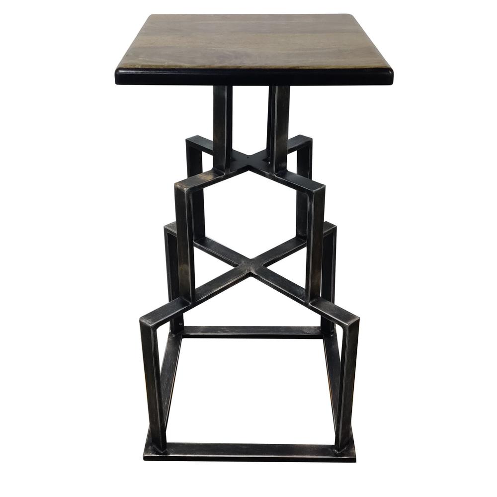 Crestview Collection Brandon Brown Mango Wood and Black Metal Barstool