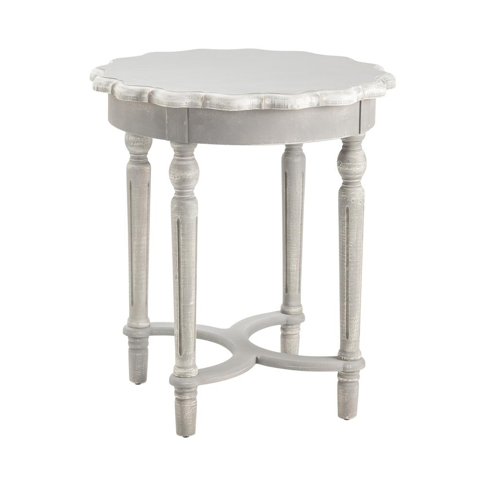 Crestview Collection Pembroke Turned Leg Chalk Grey Scalloped Accent Table, Gray