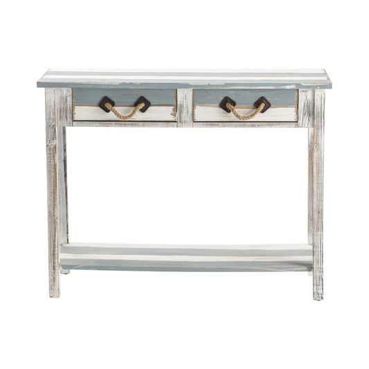 Crestview Collection Nantucket 2 Drawer Weathered Wood Console Furniture, White