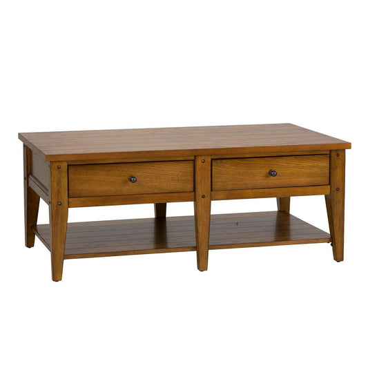 Lake House Cocktail Table, 48" x 27" x 19", Medium Brown