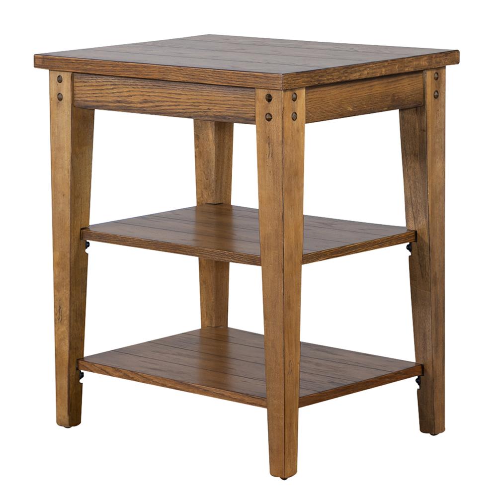 Lake House Tiered Table, 18" x 22" x 26", Medium Brown