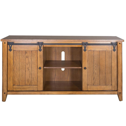 Lake House TV Console, W60 x D18 x H30, Medium Brown