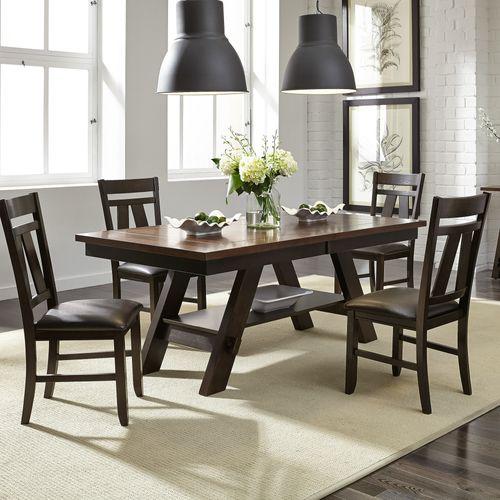 5 Piece Rectangular Table Set (116-CD-5RLS), Light & Dark Espresso Finish