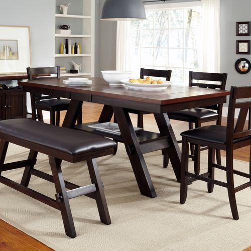 6 Piece Gathering Table Set (116-CD-6GTS), Light & Dark Espresso Finish