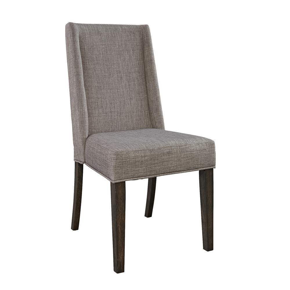 Double Bridge Upholstered Side Chair, W20 x D24 x H40, Dark Brown/Gray