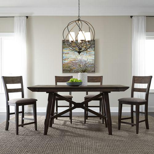 5 Piece Gathering Table Set (152-CD-5GTS), Dark Chestnut Finish