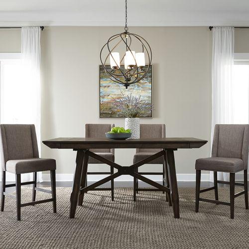 Opt 5 Piece Gathering Table Set (152-CD-O5GTS), Dark Chestnut Finish