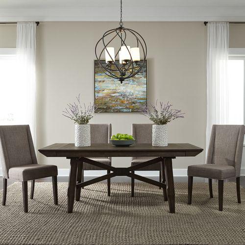 Double Bridge Opt 5 Piece Trestle Table Set, W36 x D96 x H30, Dark Brown