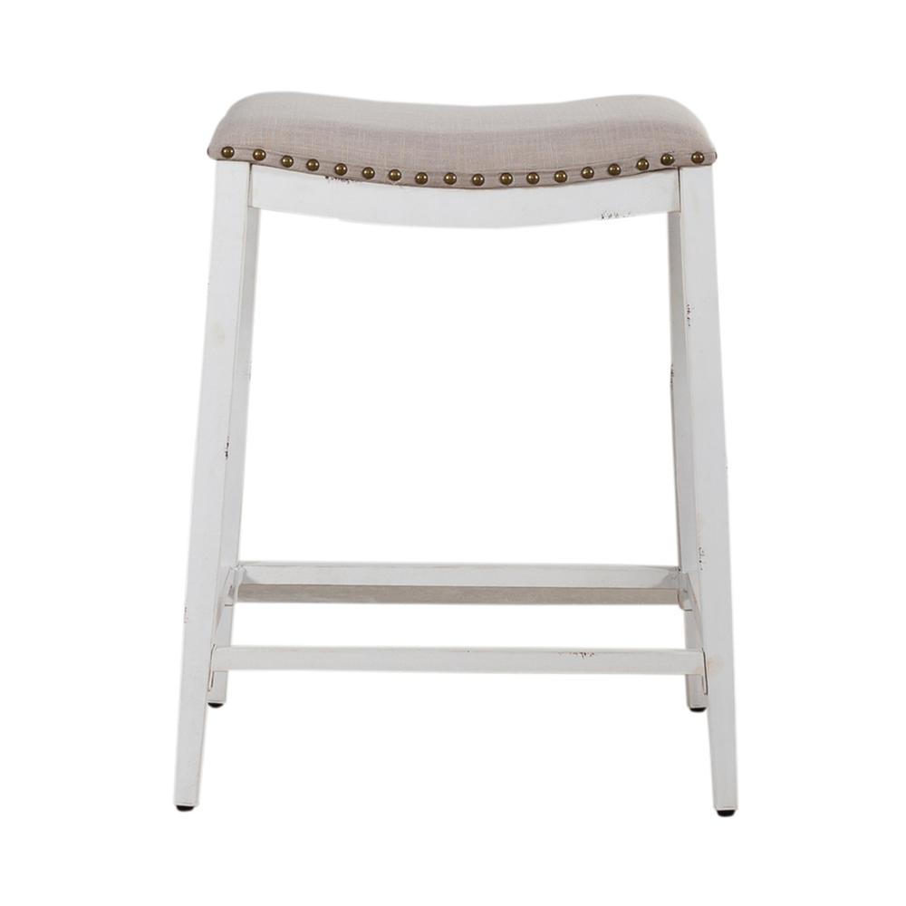 Backless Uph Counter Chair - Antique White - Set of 2 Vintage Silver