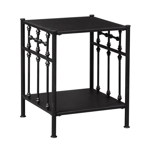 Open Night Stand - Black, Distressed Metal Finish