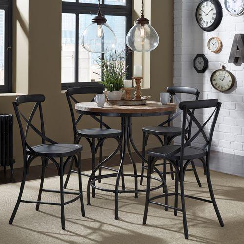 5 Piece Gathering Table Set (179-CD-5GTS), Distressed Metal Finish