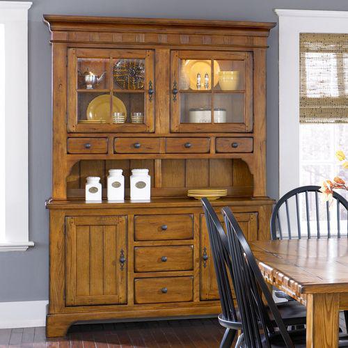 Hutch & Buffet (17-DR-HB), Rustic Oak & Black Finish