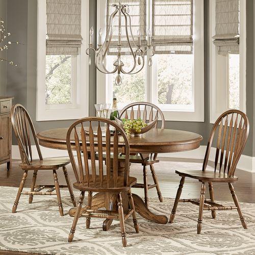 Carolina Crossing 5 Piece Pedestal Table Set, W0 x D0 x H0, Brown