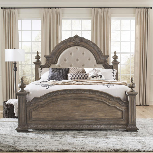 Carlisle Court Queen Poster Bed - Chestnut with Gray Dusty Wax Finish