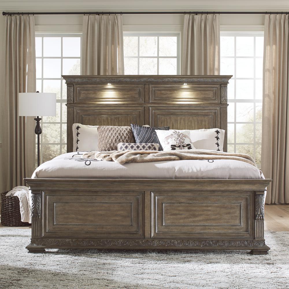 Carlisle Court Queen Panel Bed - Chestnut with Gray Dusty Wax Finish