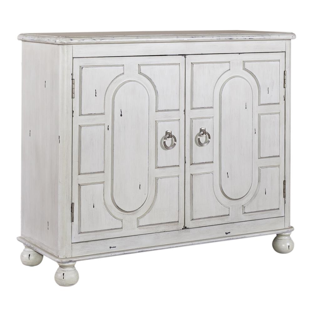 2 Door Accent Cabinet, Antique White Finish w/ Black Spatter