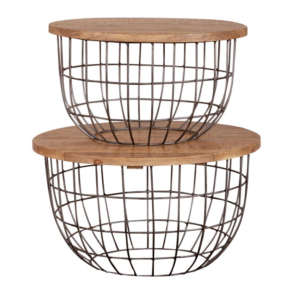 Liberty Furniture Akins Brown Metal Nesting Caged Accent Tables