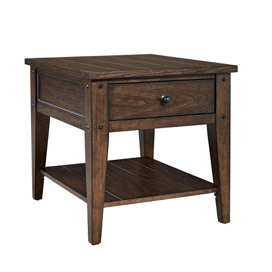 Lake House End Table, W23 x D27 x H23, Dark Brown