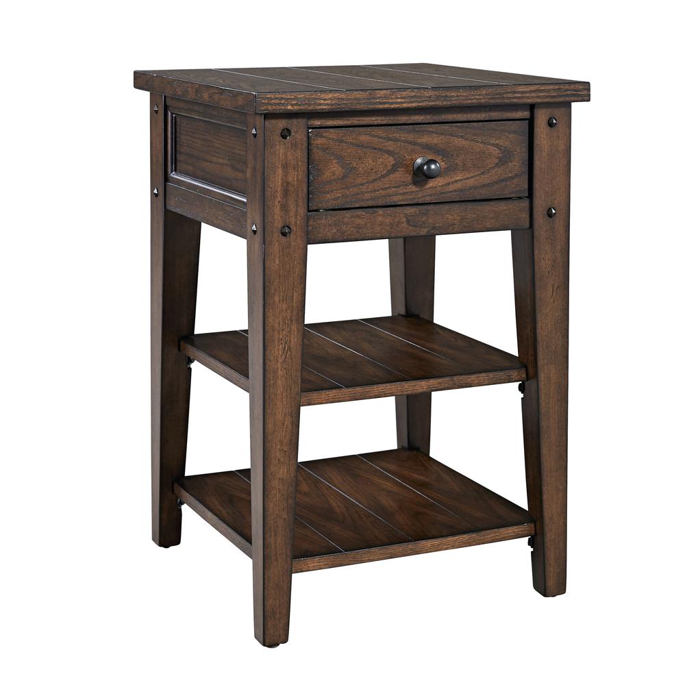 Lake House Chair Side Table, W18 x D18 x H26, Dark Brown