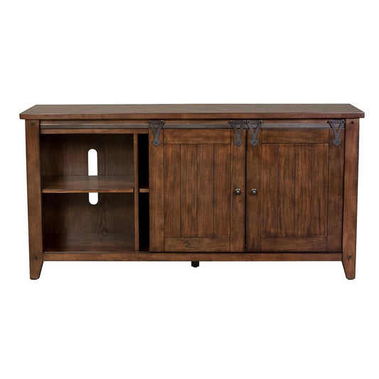 Lake House TV Console, W60 x D18 x H30, Dark Brown