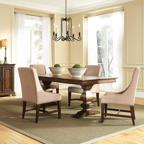 5 Piece Trestle Table Set (242-DR-5TRS), Antique Brownstone Finish