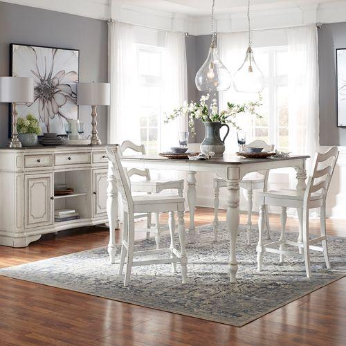 5 Piece Gathering Table Set (244-CD-5GTS), Antique White Finish