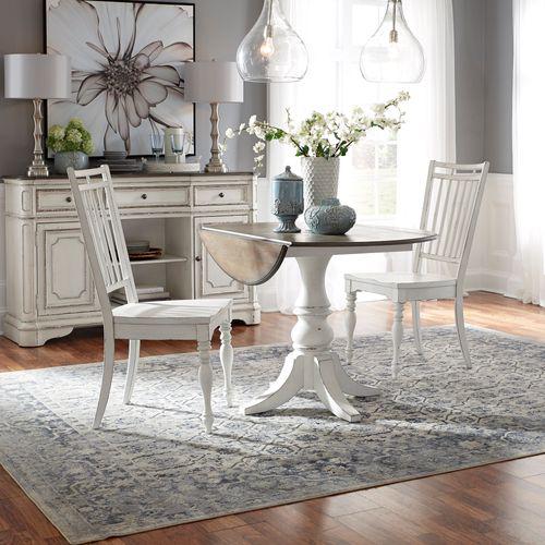 Opt 3 Piece Drop Leaf Table Set (244-CD-O3DLS), Antique White Finish