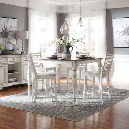 Opt 5 Piece Gathering Table Set (244-CD-O5GTS), Antique White Finish