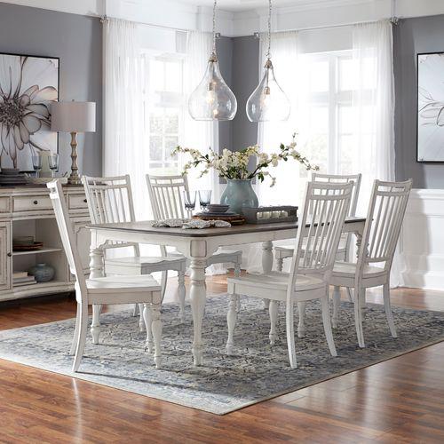 Opt 7 Piece Leg Table Set (244-CD-O7LGS), Antique White Finish