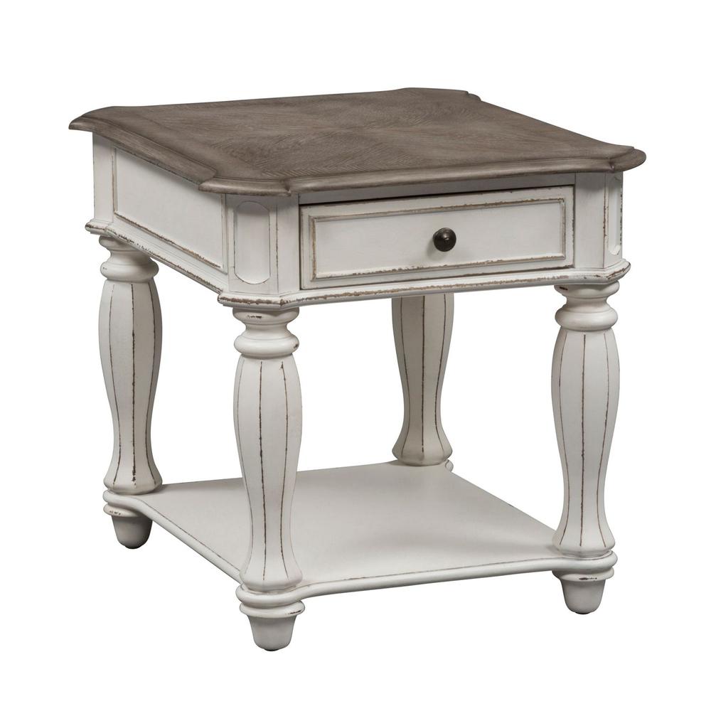 Magnolia Manor End Table, W24 x D28 x H24, White