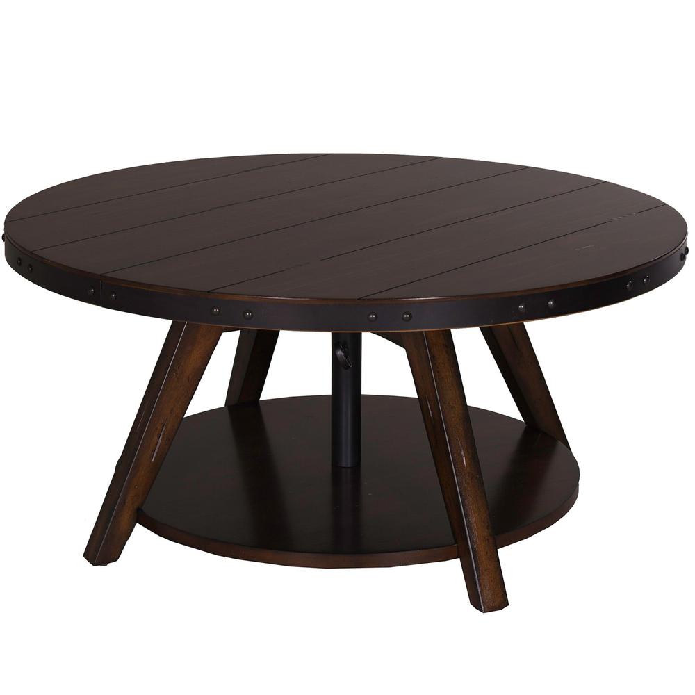 Aspen Skies Motion Cocktail Table, 34" x 34" x 16", Medium Brown