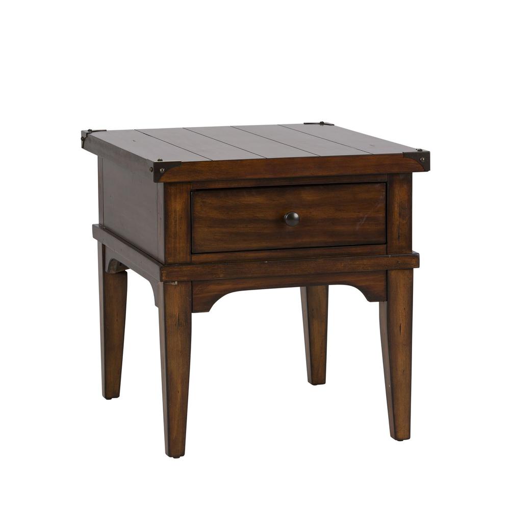 Aspen Skies End Table, 23" x 27" x 24", Medium Brown