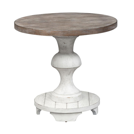 Sedona Round End Table, W26 x D26 x H24, White