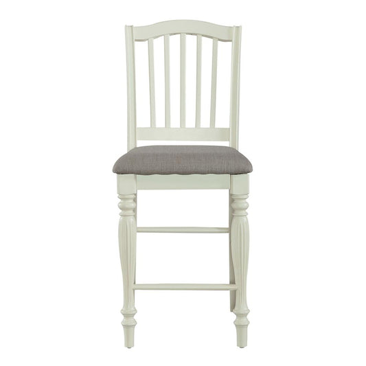 Slat Back Counter Chair (RTA)-Set of 2 Farmhouse White