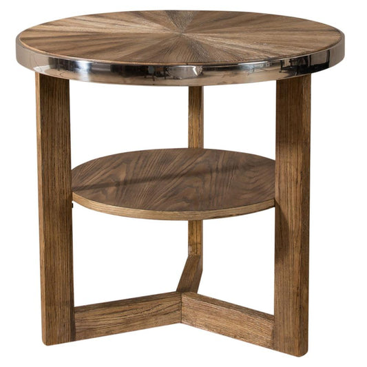 Omega Round End Table, Brown