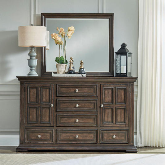 Big Valley Dresser & Mirror, W68 x D18 x H80, Light Brown