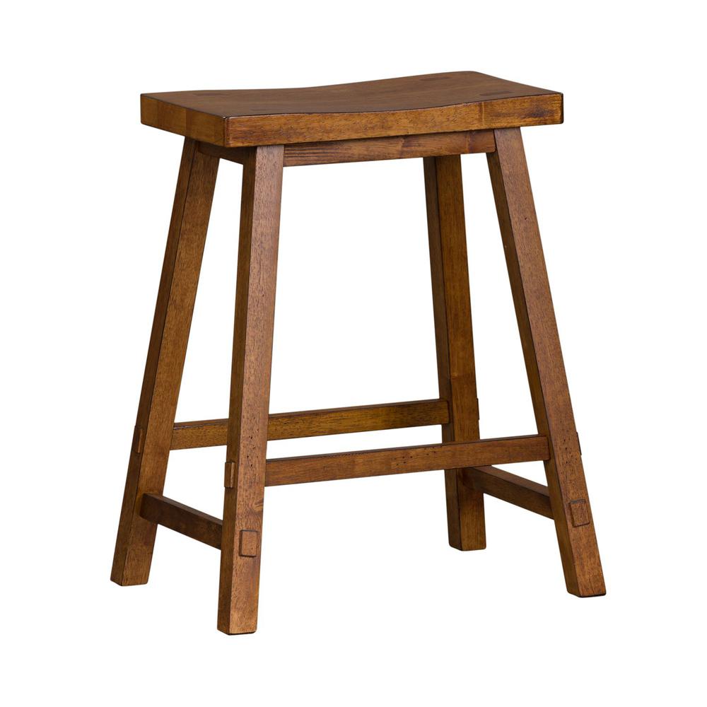 24 Inch Sawhorse Barstool - Tobacco (RTA), W19 x D16 x H24, Medium Brown