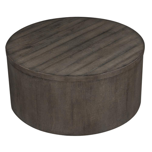 Modern Farmhouse Drum Cocktail Table, Gray