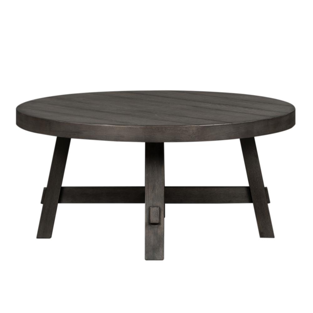 Modern Farmhouse Splay Leg Round Cocktail Table, Dusty Charcoal