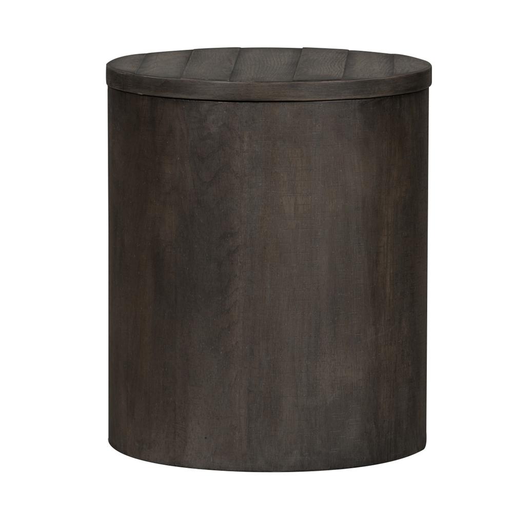 Modern Farmhouse Drum End Table, Gray