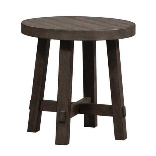 Splay Leg Round End Table Farmhouse Grey