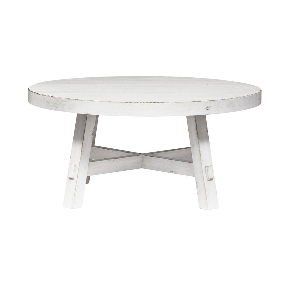 Modern Farmhouse Splay Leg Round Cocktail Table, Flea Market White