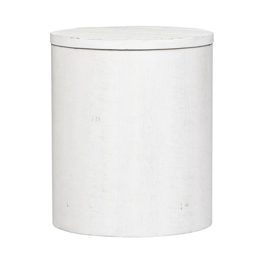 Drum End Table Farmhouse White