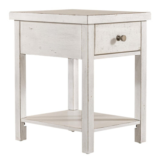 Liberty Furniture Modern Farmhouse White Drawer Chair Side Table