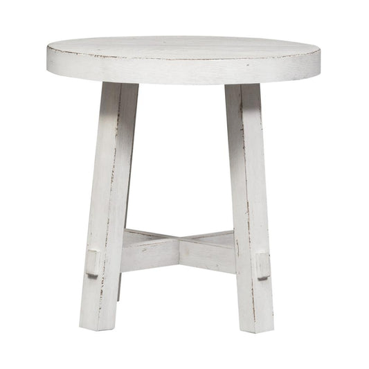 Splay Leg Round End Table Farmhouse White